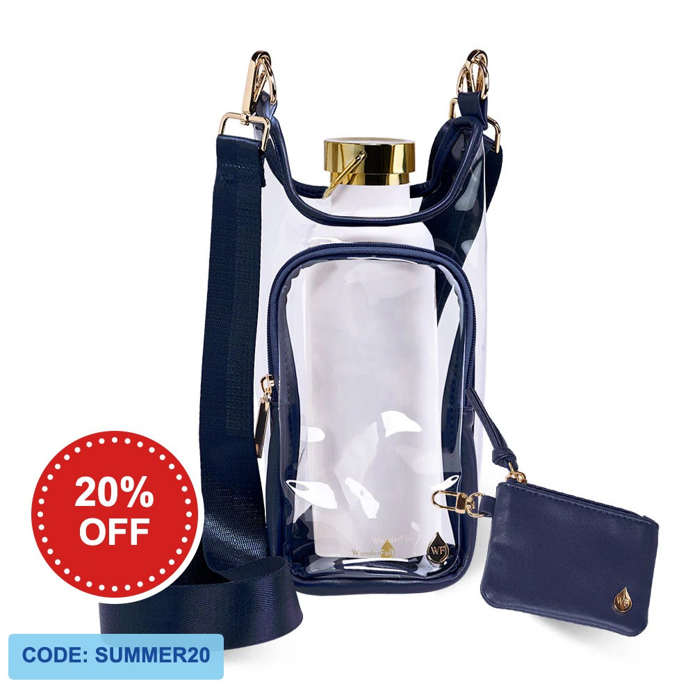 Clear HydroBag® Stadium with Navy Trim and Matching RFID Pouch