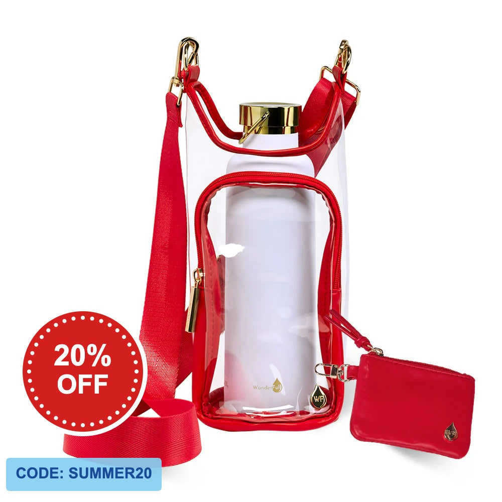 Clear HydroBag® Stadium with Red Trim and Matching RFID Pouch