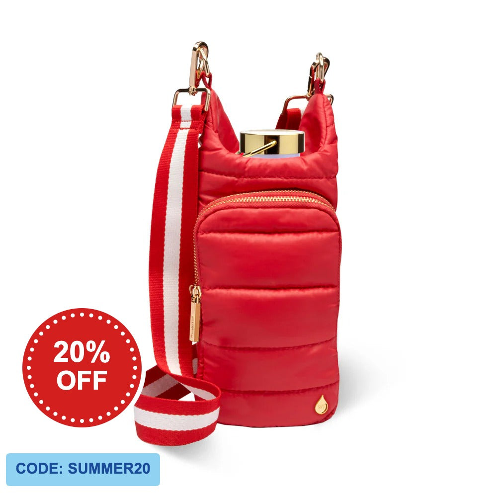 Poppy Red HydroBag® with Red & White Striped Strap