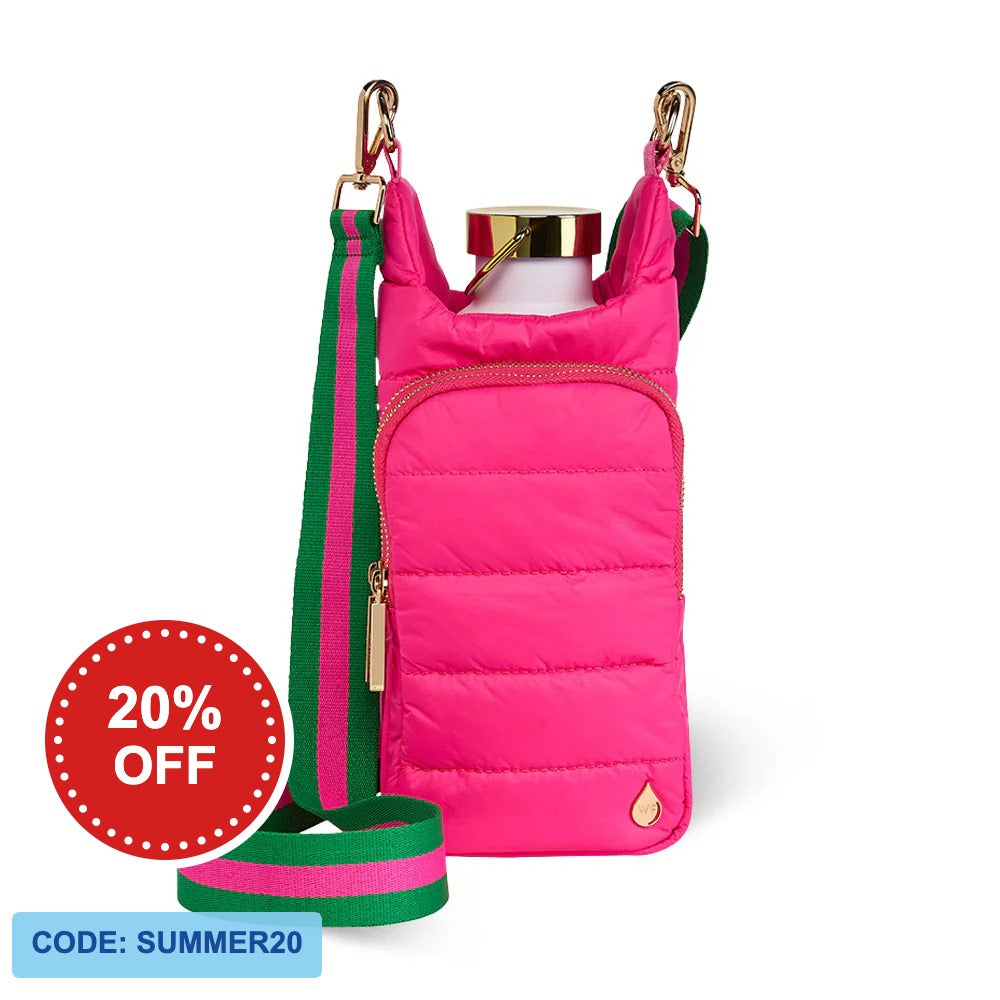 Bright Pink HydroBag® with Pink and Green Striped Strap