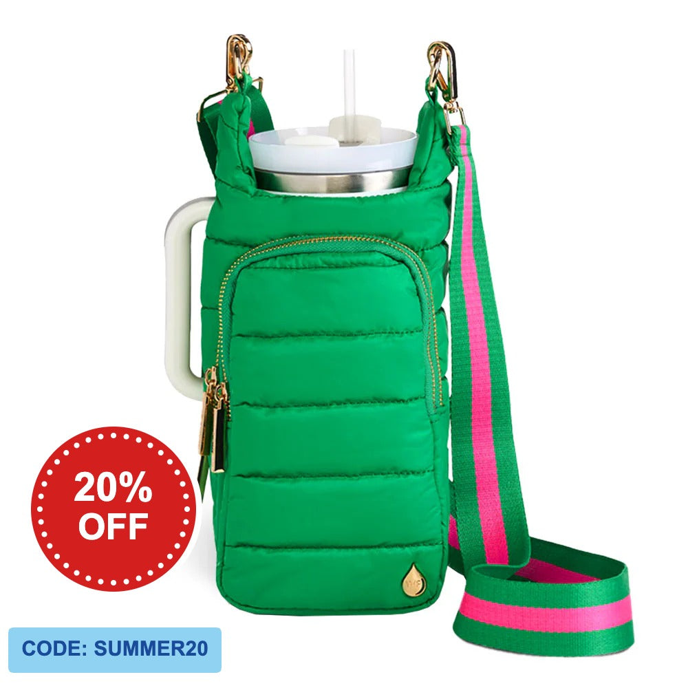 HydroBag® HANDLE®- Kelly Green with Pink and Green Striped Strap