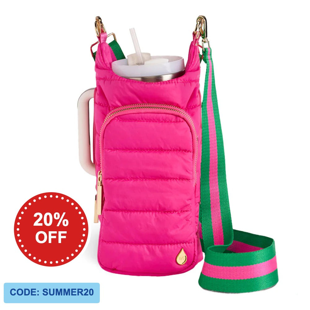 HydroBag® Handle®- Bright Pink with Pink and Green Striped Strap