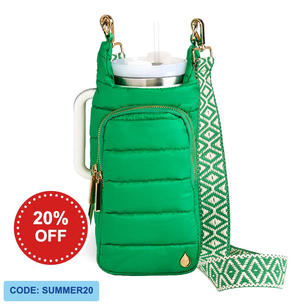 HydroBag® HANDLE®- Kelly Green with Green and White patterned strap