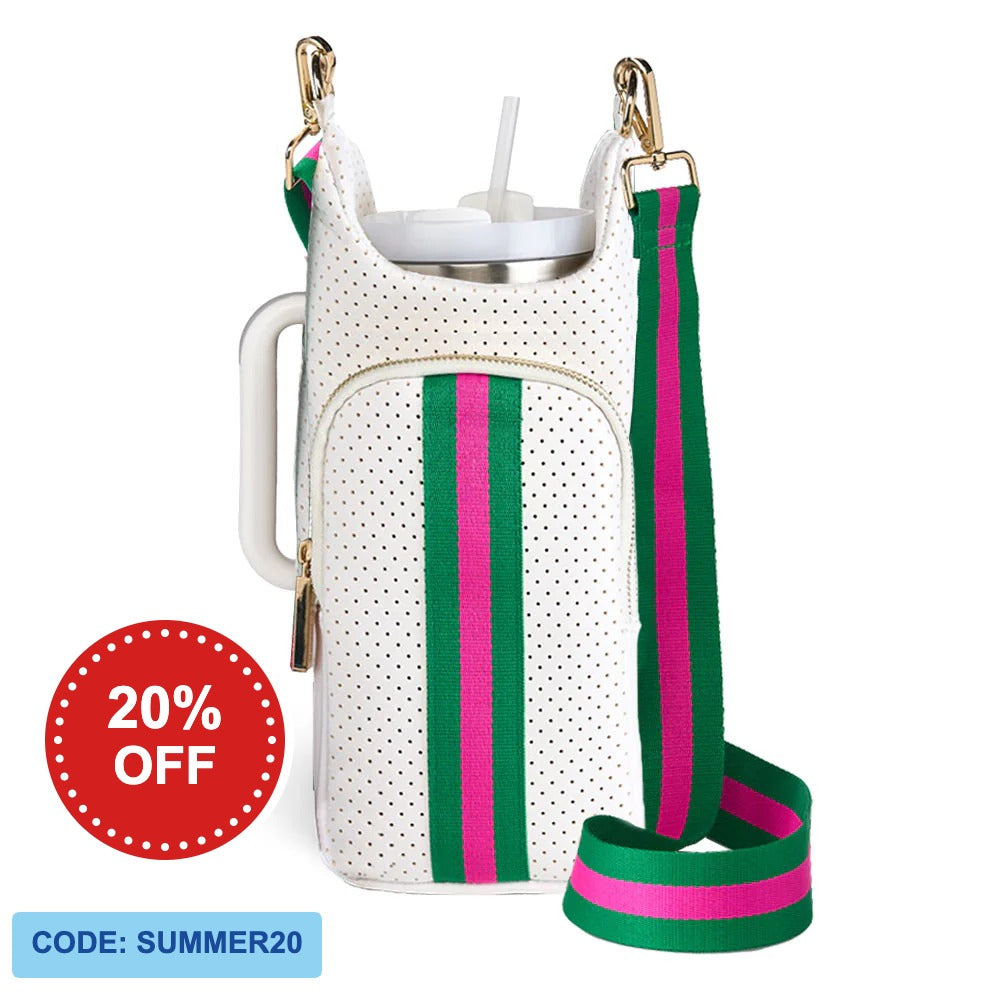 HydroBag® HANDLE®-White Coated Perforated Neoprene HydroBag® with Pink/Green Stripe