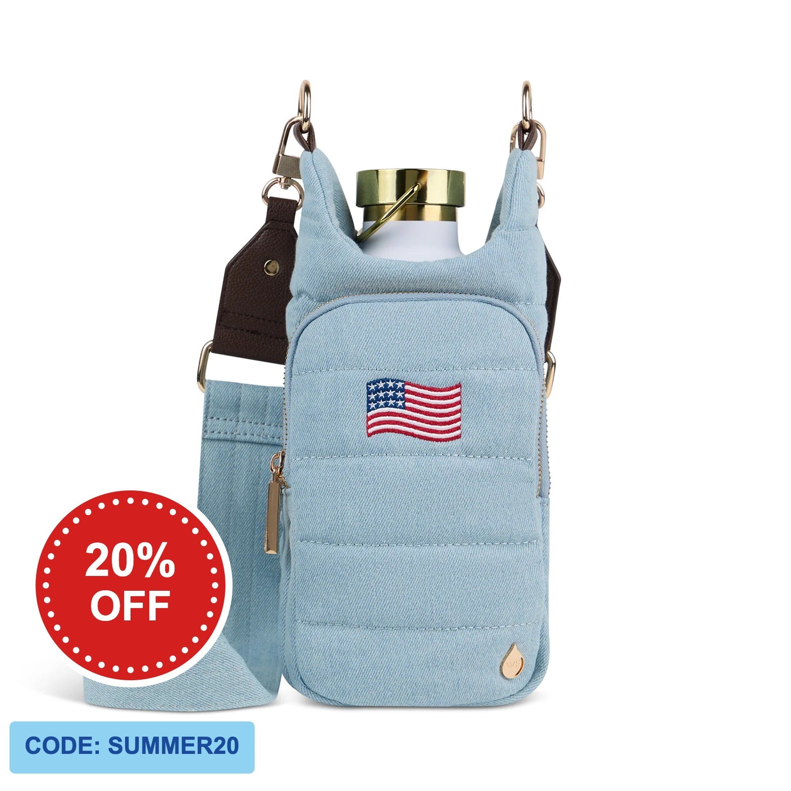 Light Denim HydroBag® with Flag Embroidery