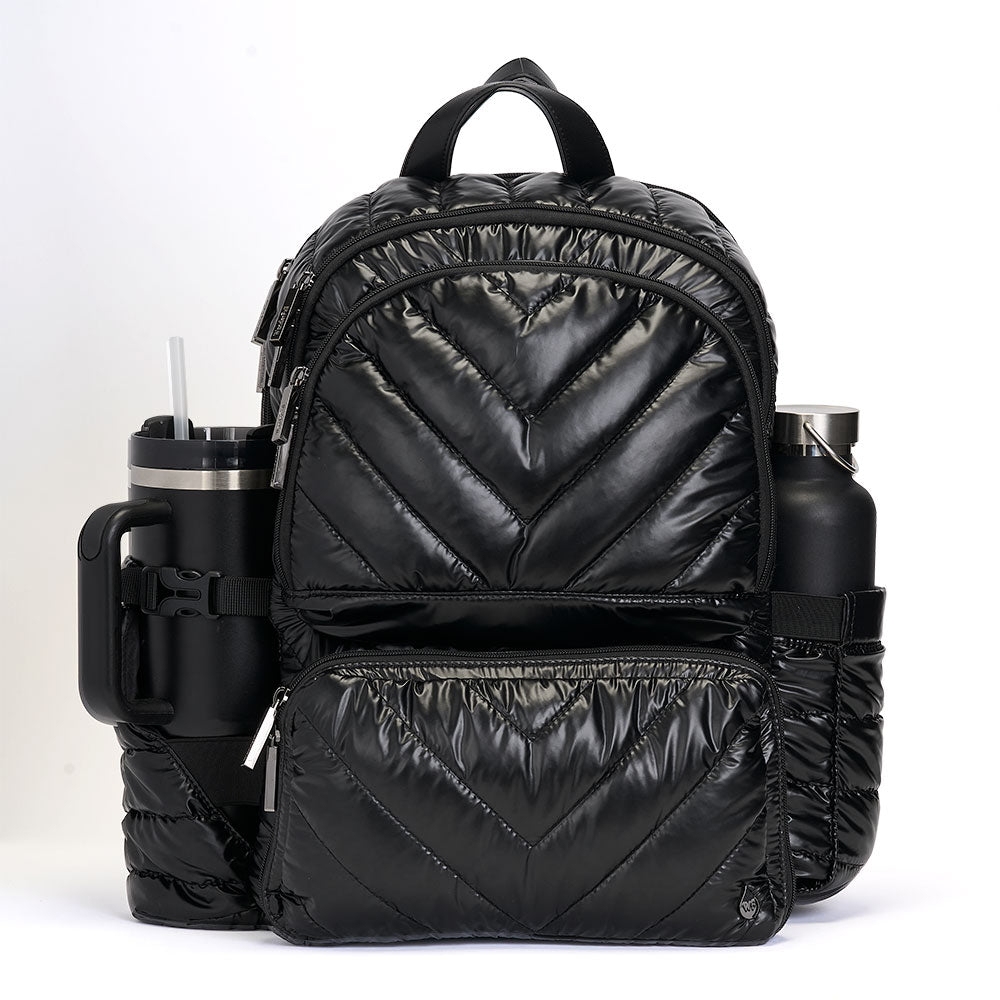 WanderFull HydroBackpack – Black Pearl Quilted Nylon Travel & Commuter Bag