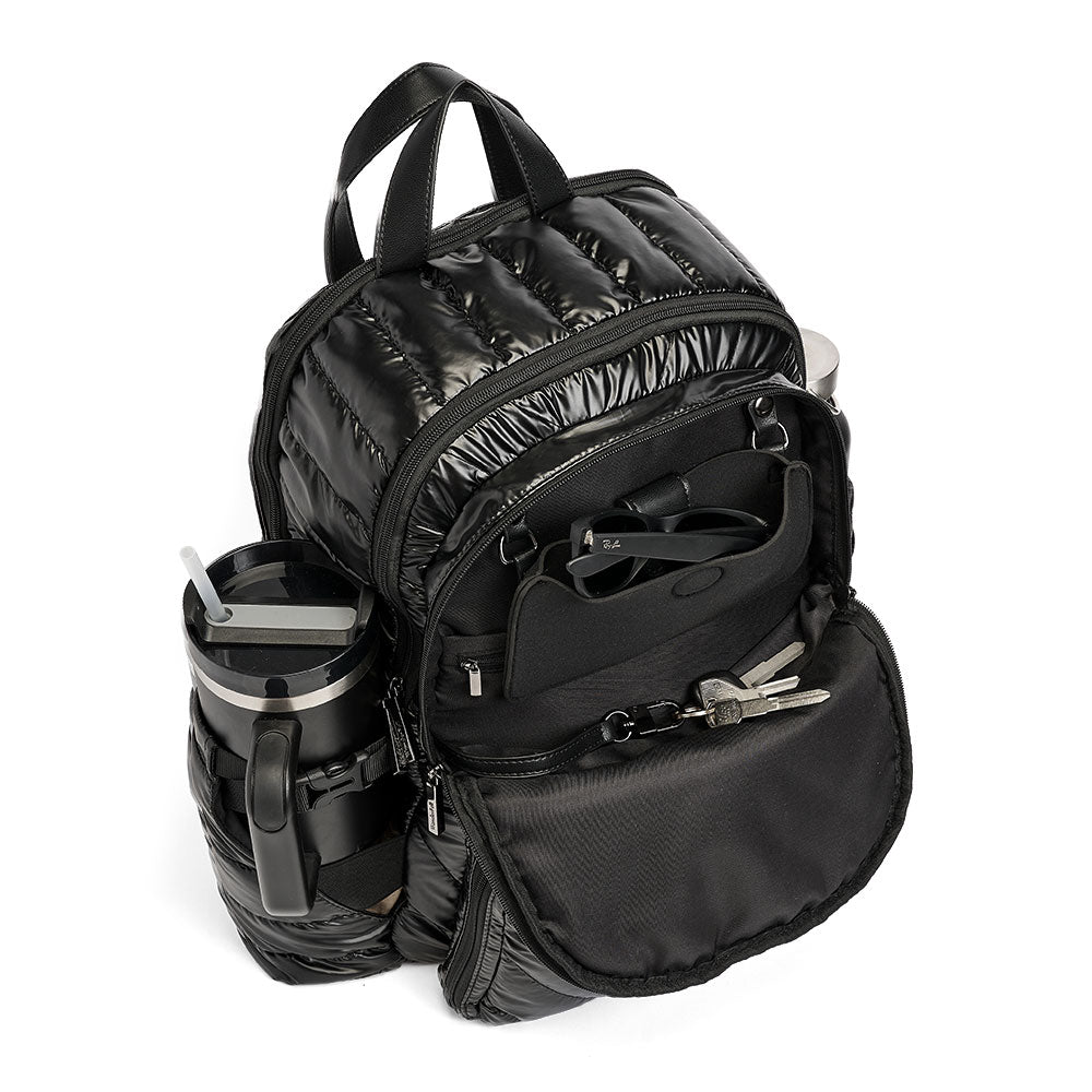 WanderFull® HydroBackpack – Black Pearl Quilted Nylon Travel & Commuter Bag