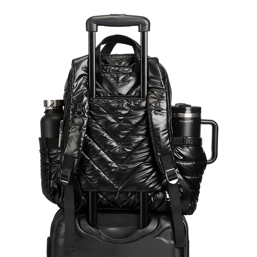 WanderFull® HydroBackpack – Black Pearl Quilted Nylon Travel & Commuter Bag