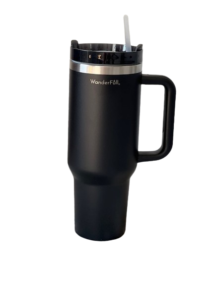 Handled Tumbler Black with Silver - 40 oz