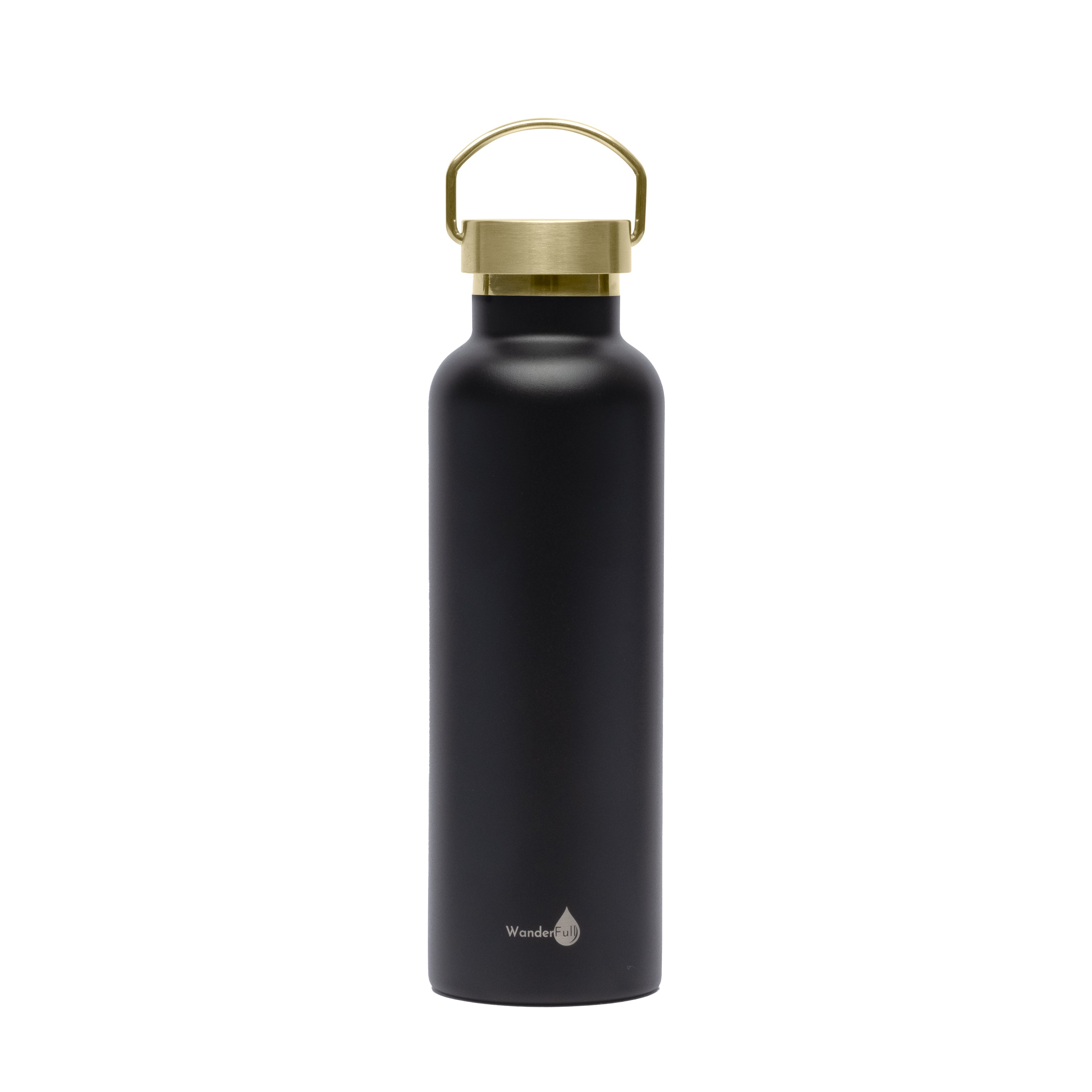 Wholesale - Black with Gold Top Insulated Water Bottle- 24 Oz