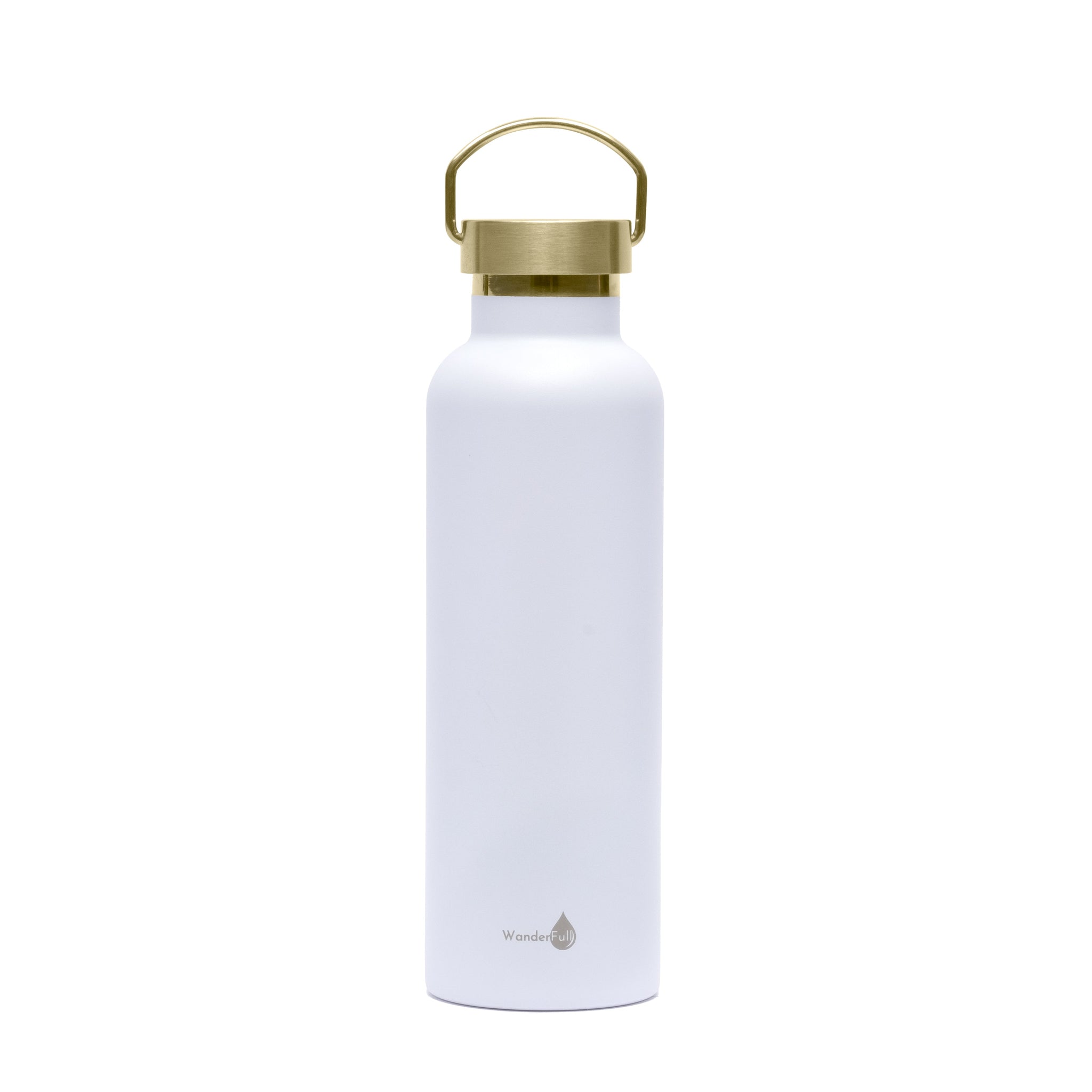 White with Gold Top Insulated Water Bottle- 24 Oz