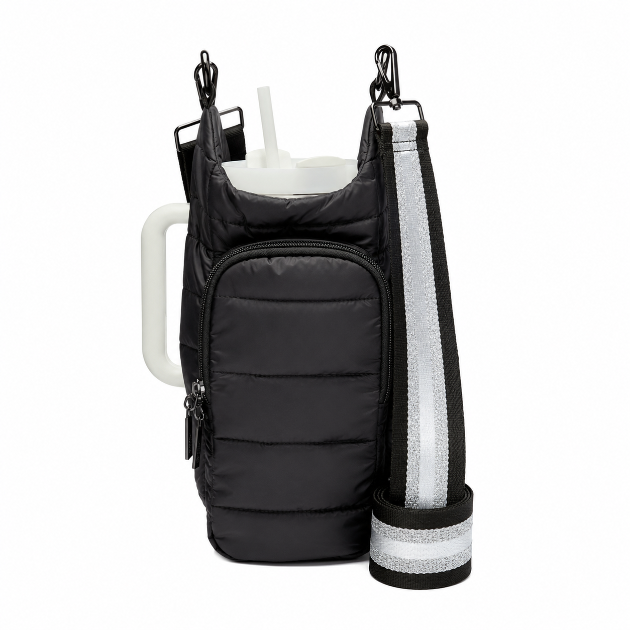 HydroBag® HANDLE- Black Matte with Silver Striped Strap