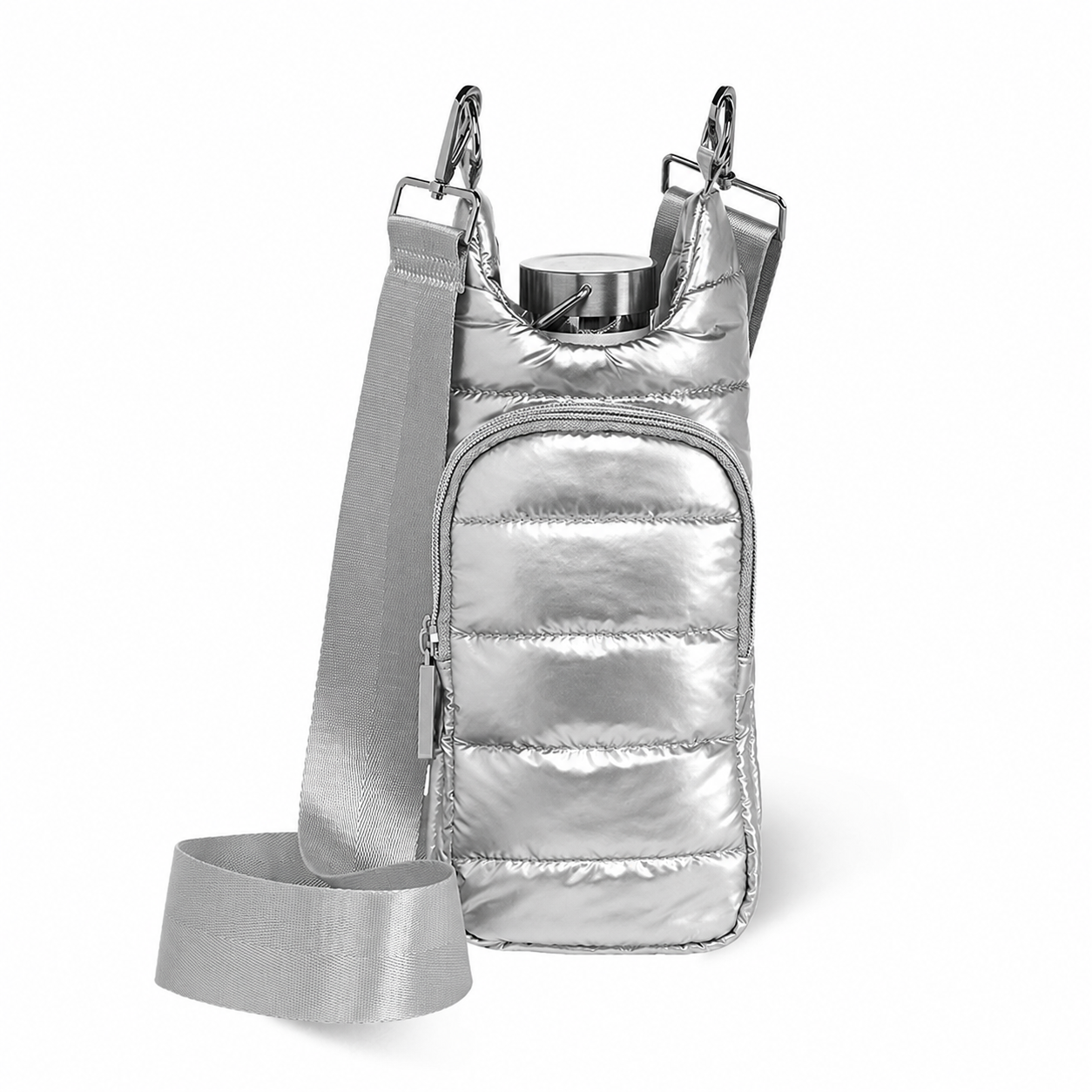 No Logo- Silver Shiny HydroBag® with Solid Silver Strap