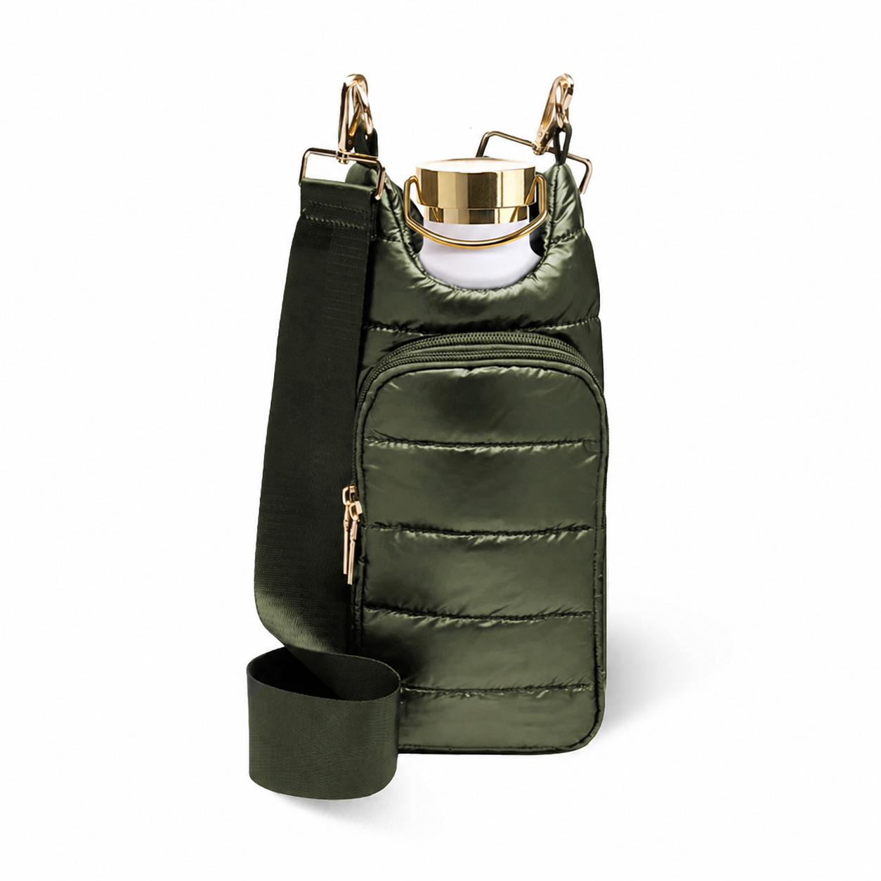 No Logo- Army Green Shiny HydroBag® with Army Green Solid Strap