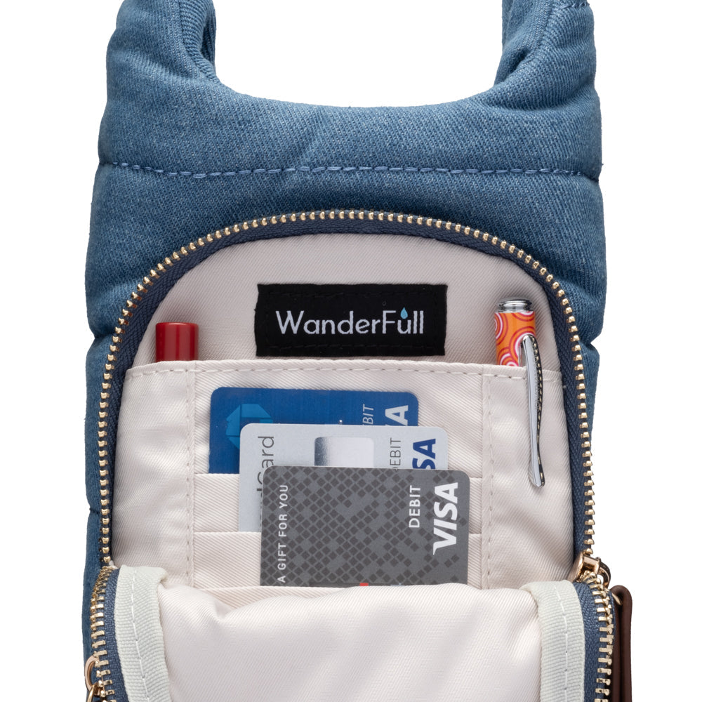 Wholesale Packs (4 or 10) - Denim Hydrobag with Vegan Leather Strap