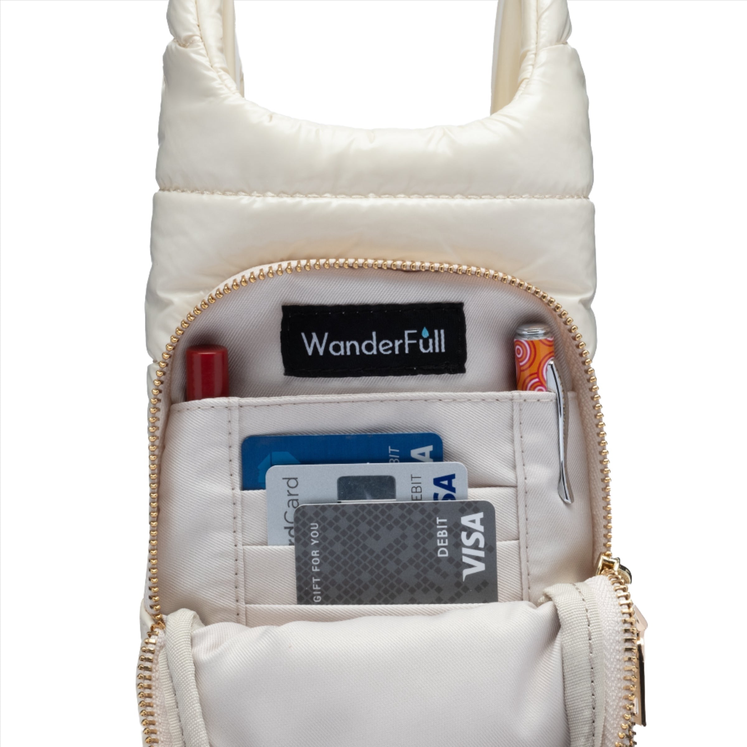 Ivory Glossy HydroBag with Light Patterned Strap
