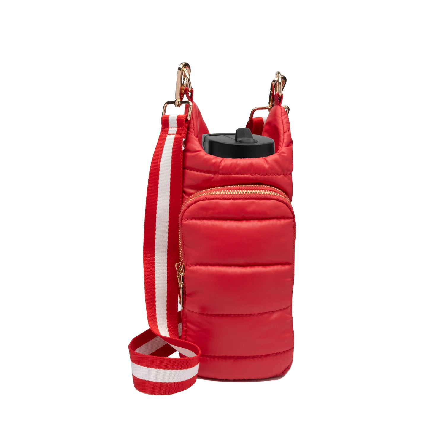 No Logo-Poppy Red Hydrobag with Red and White Striped Strap