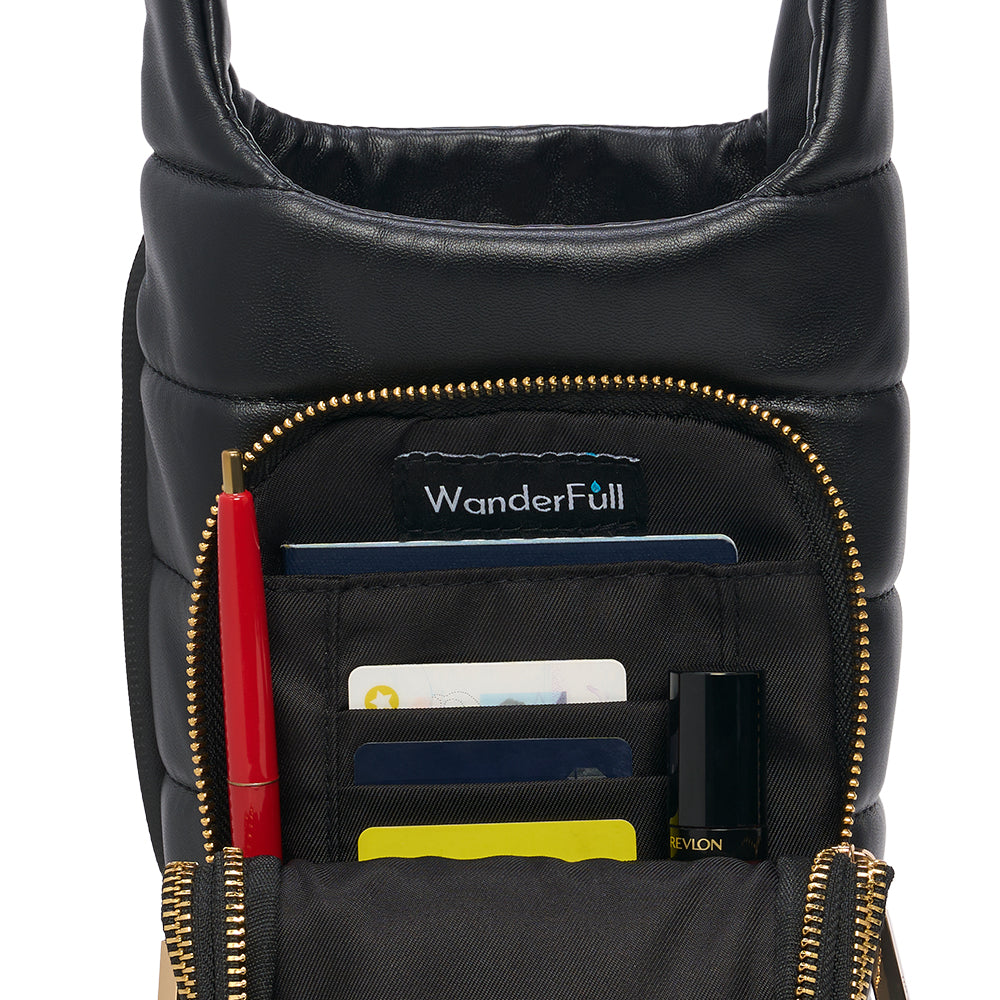 HydroBag® HANDLE™- Black Vegan Leather with Strap Bundle