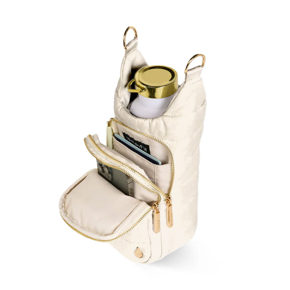 No Logo- Ivory Glossy HydroBag™ with Light Patterned Strap