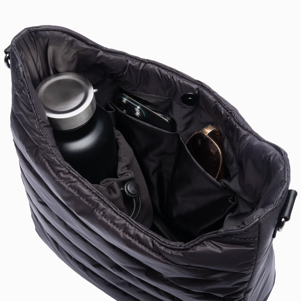 Black Matte Crossbody HydroDouble bag with /Gray/Black/White Strap
