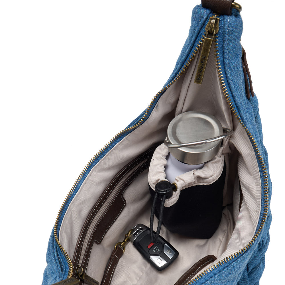 Denim Half Moon HydroHobo® Bag- bottle included