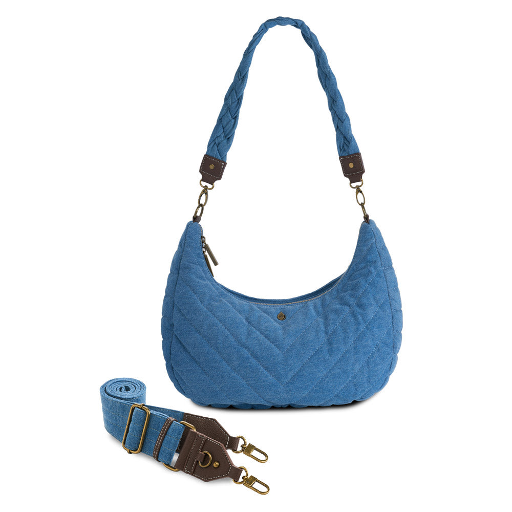 Denim Half Moon HydroHobo® Bag- bottle included