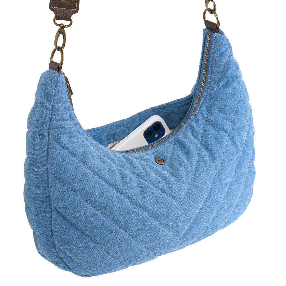 Denim Half Moon HydroHobo® Bag- bottle included