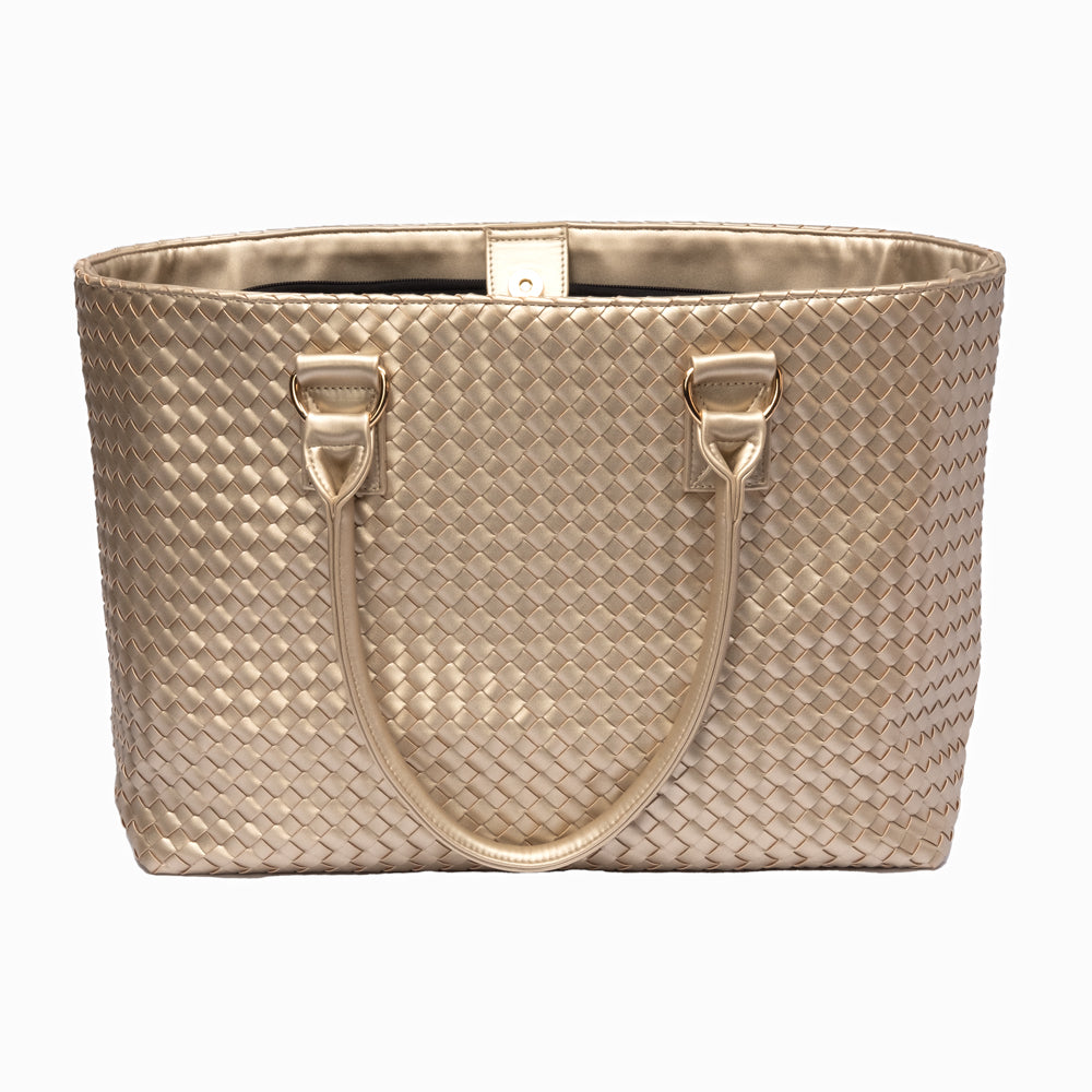 Wholesale - Gold Woven HydroTote- Vegan leather