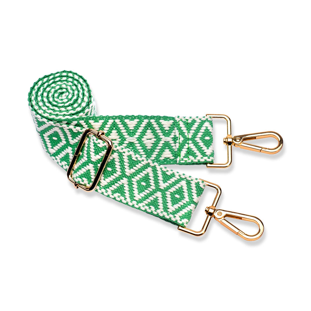 Kelly Green and Cream Woven Strap