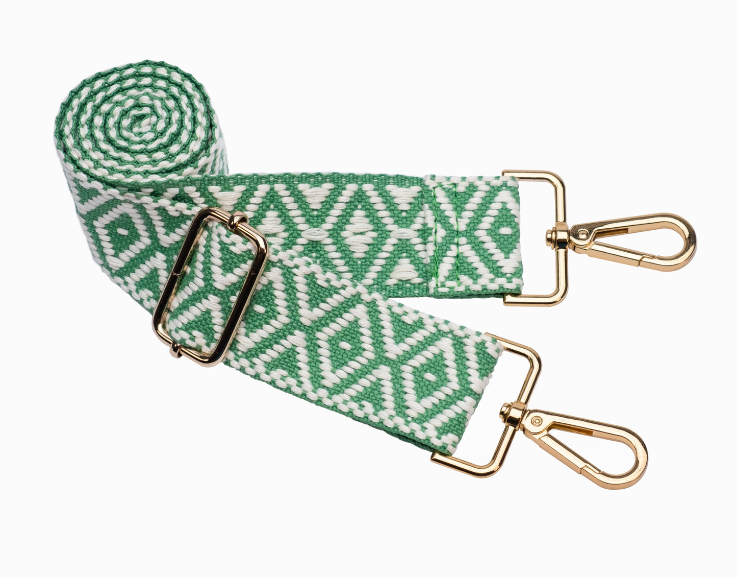 Kelly Green and Cream Woven Strap