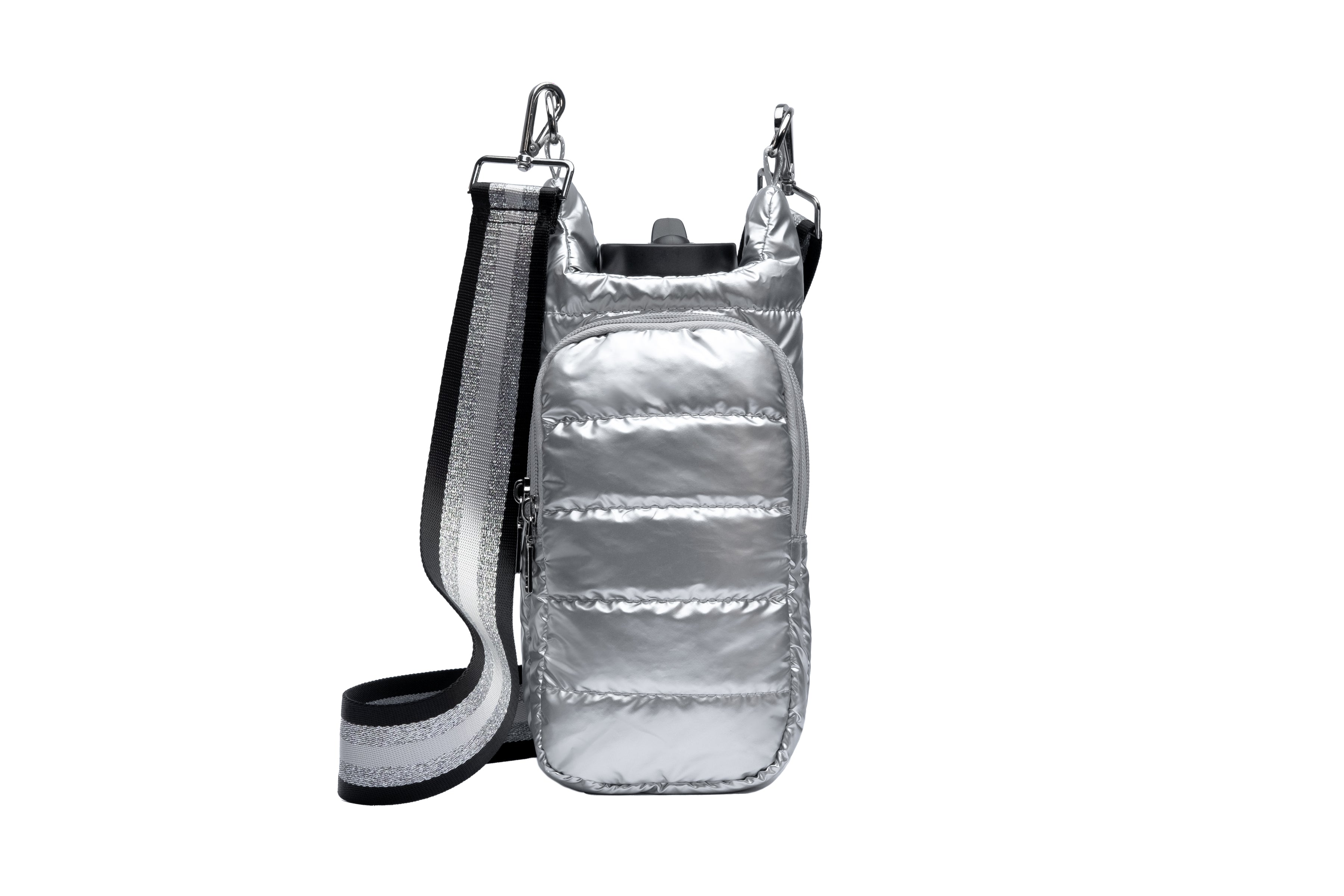 Wholesale Packs (4 or 10) - Silver Shiny HydroBag with Black/Silver/White Strap