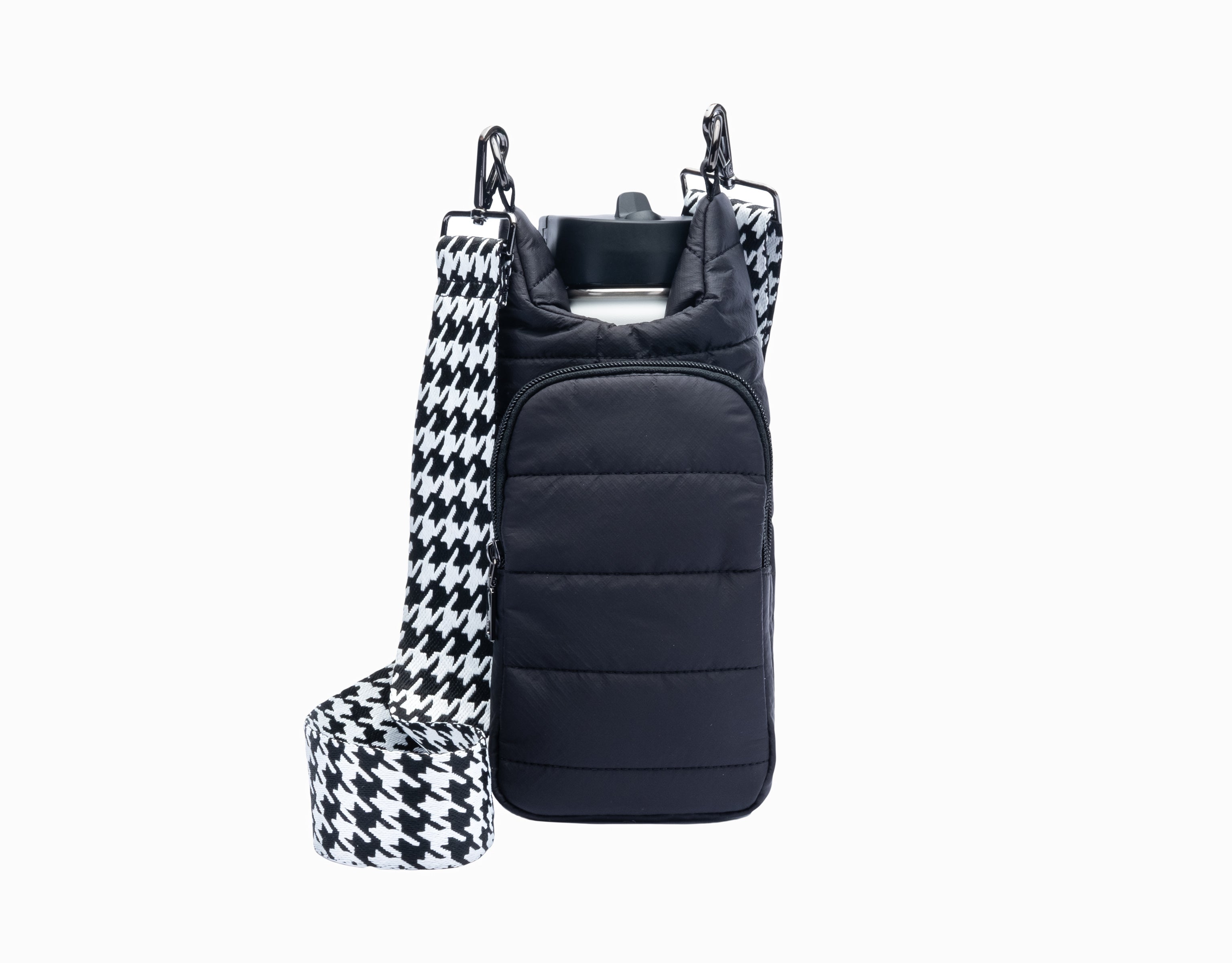 Wholesale Packs (4 or 10) - Black Matte HydroBag with Black/White Houndstooth Strap