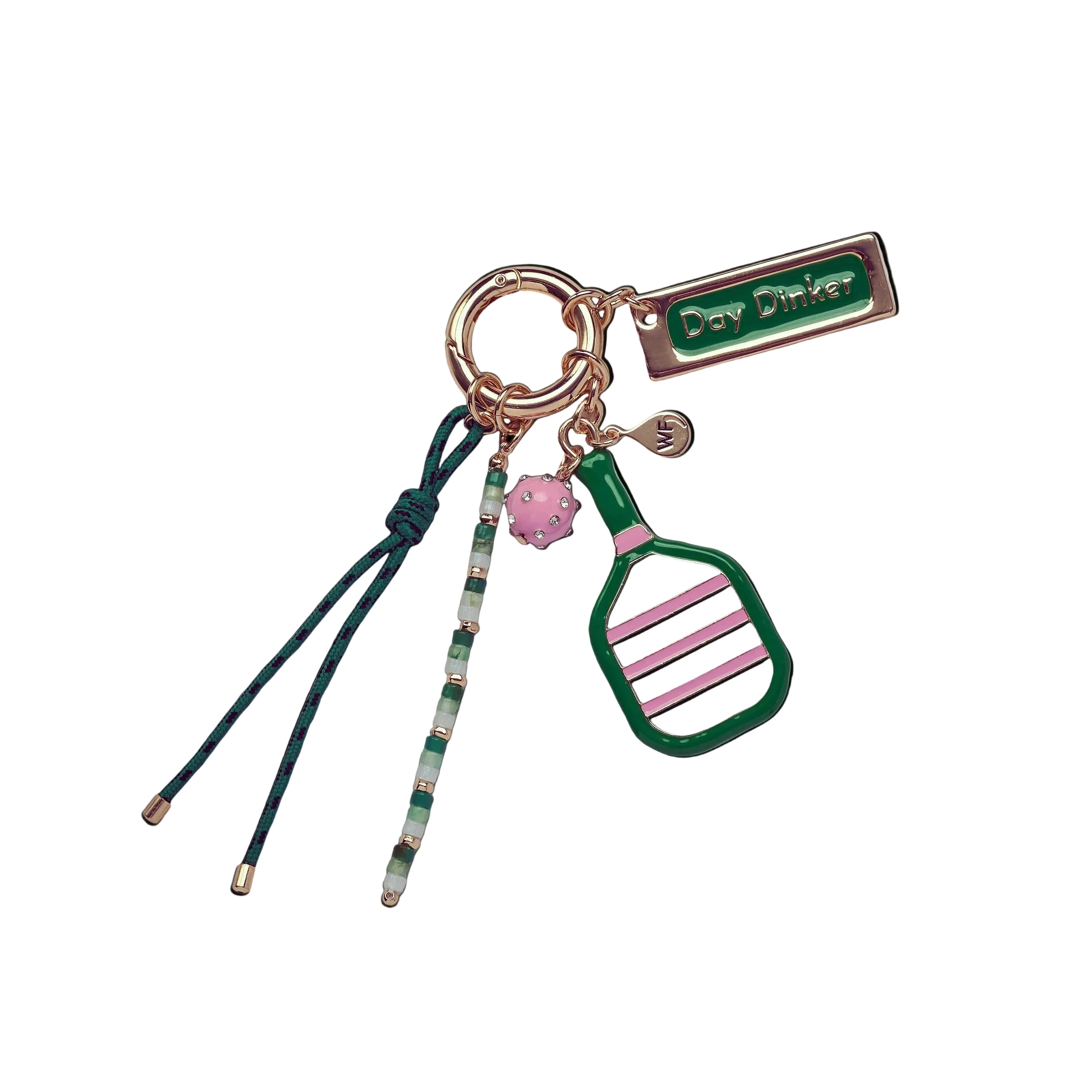 Pickleball Bag Charm – "Day Dinker" Luxury Gold Accessory & Keychain