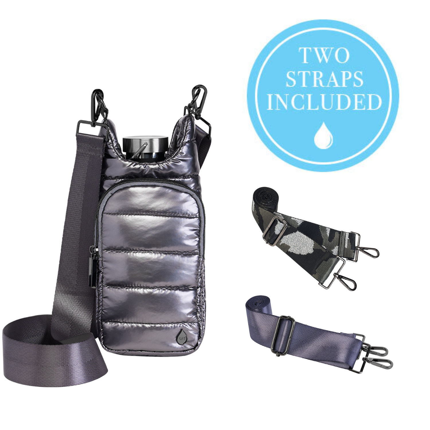 Pewter HydroBag with Solid Strap and  Camo Strap Bundle