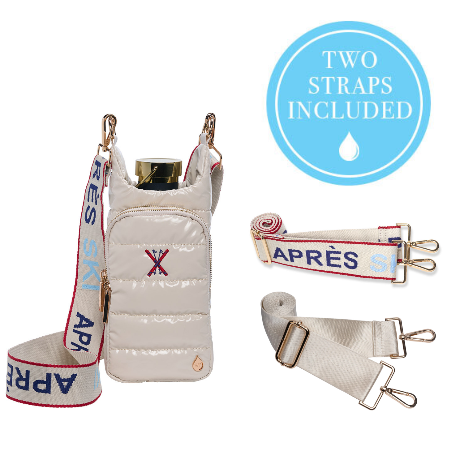 Apres Ski Ivory Laquer Bag with Apres Ski Strap and Solid Strap Bundle
