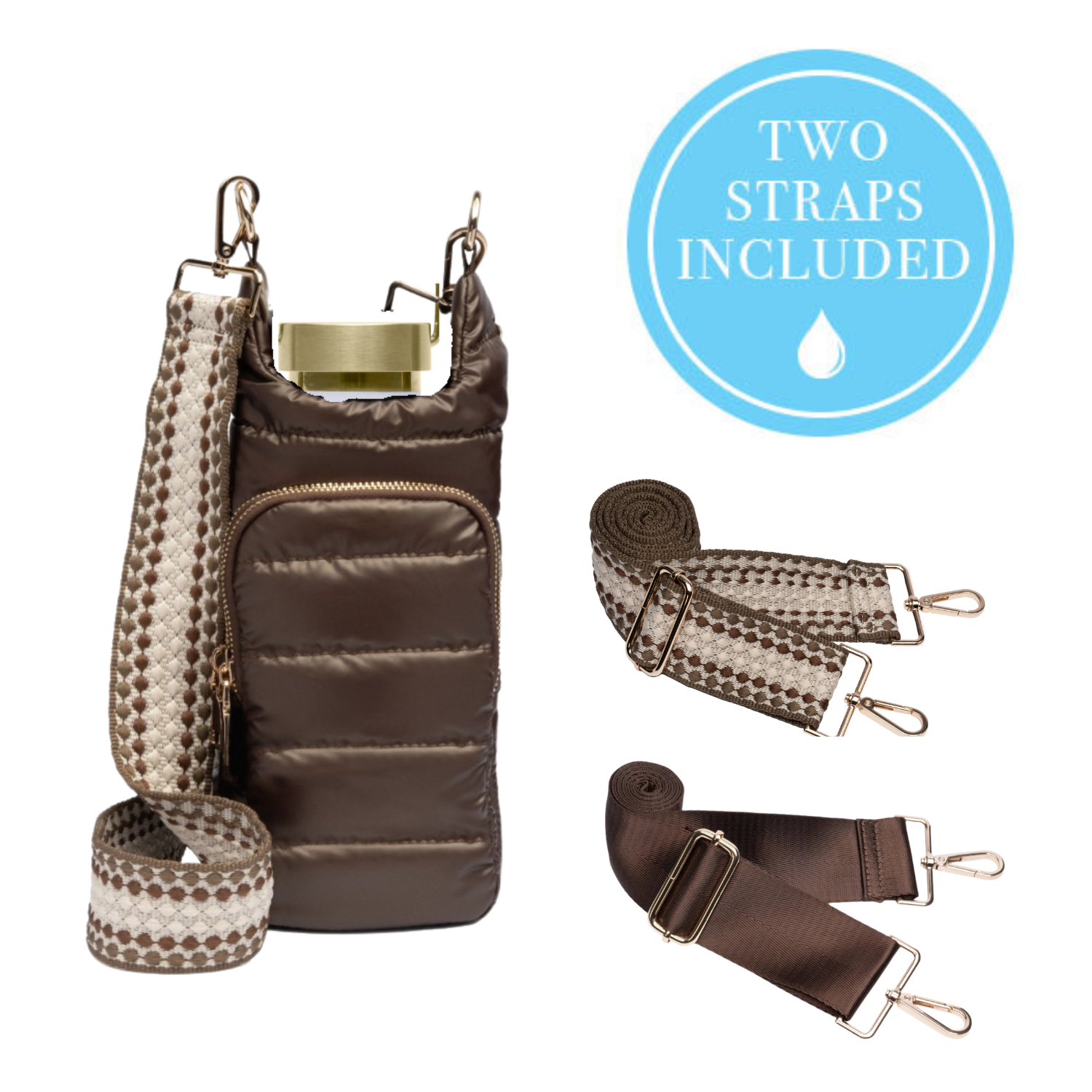 Chocolate HydroBag with Dark Patterned Strap and Solid Strap Bundle
