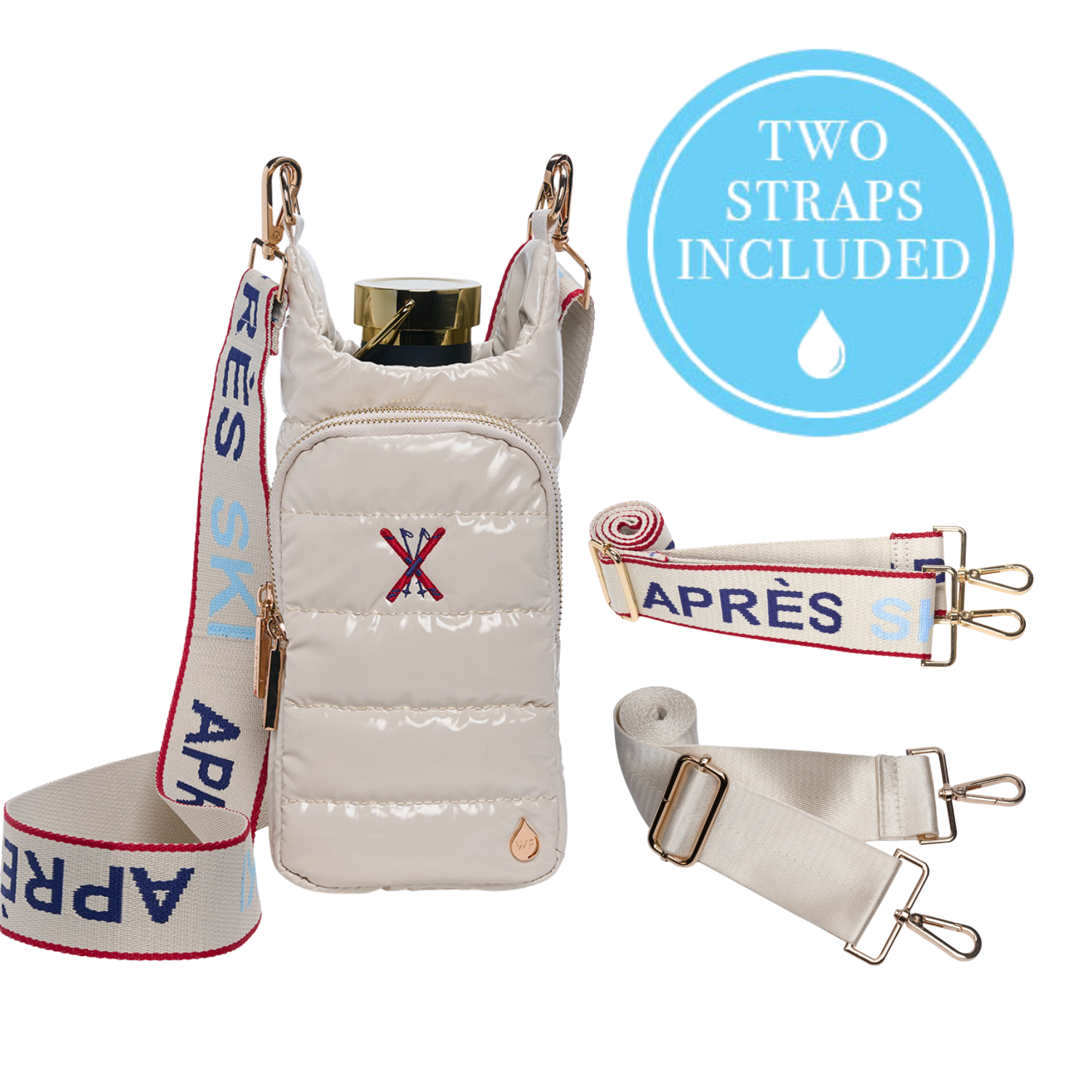 Apres Ski Ivory Laquer Bag with Apres Ski Strap and Solid Strap Bundle