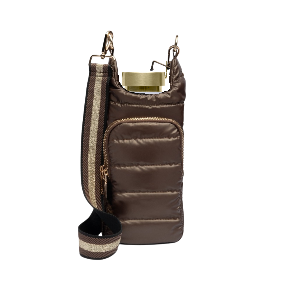 Chocolate Brown Shiny HydroBag with Brown and Gold Strap