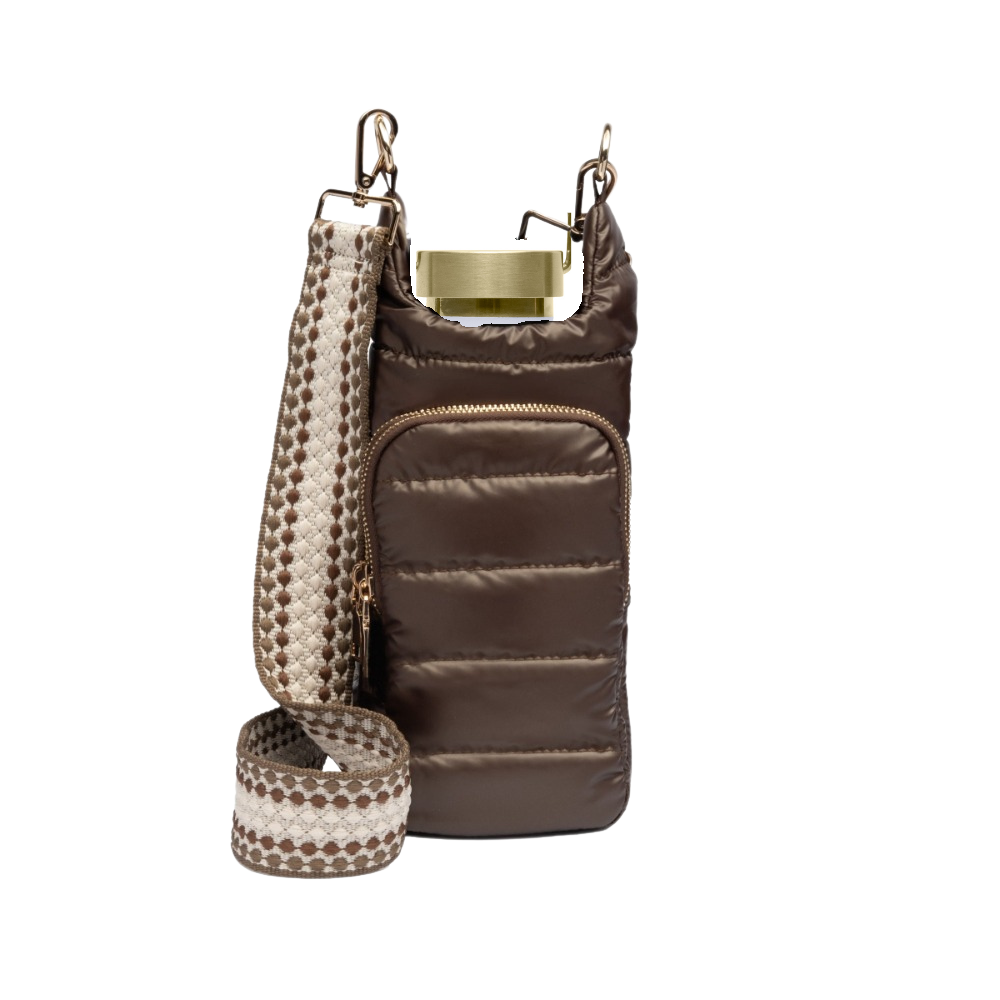 Wholesale - Chocolate Brown Shiny HydroBag with Dark Patterned Strap