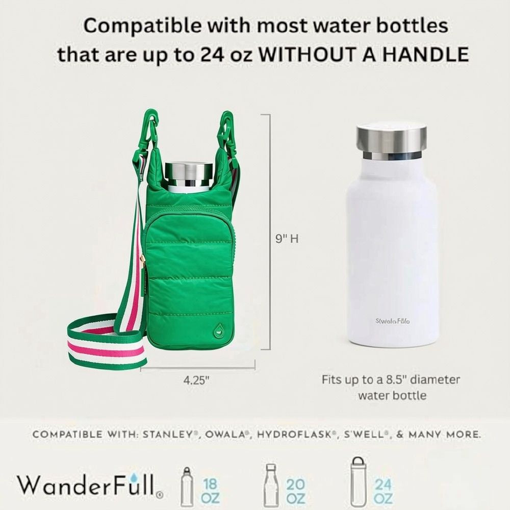 HydroBag® Mini for Kids- Kelly Green- Quilted Crosbody Water Bottle Bag