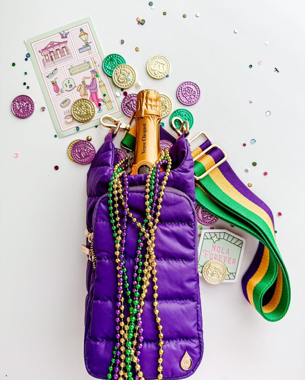 Deep Violet Matte HydroBag® with Mardi Gras Strap