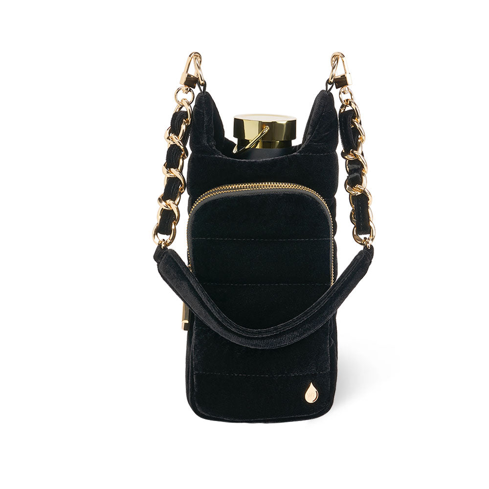 Velvet HydroBag® with Velvet and Gold chain strap- Black