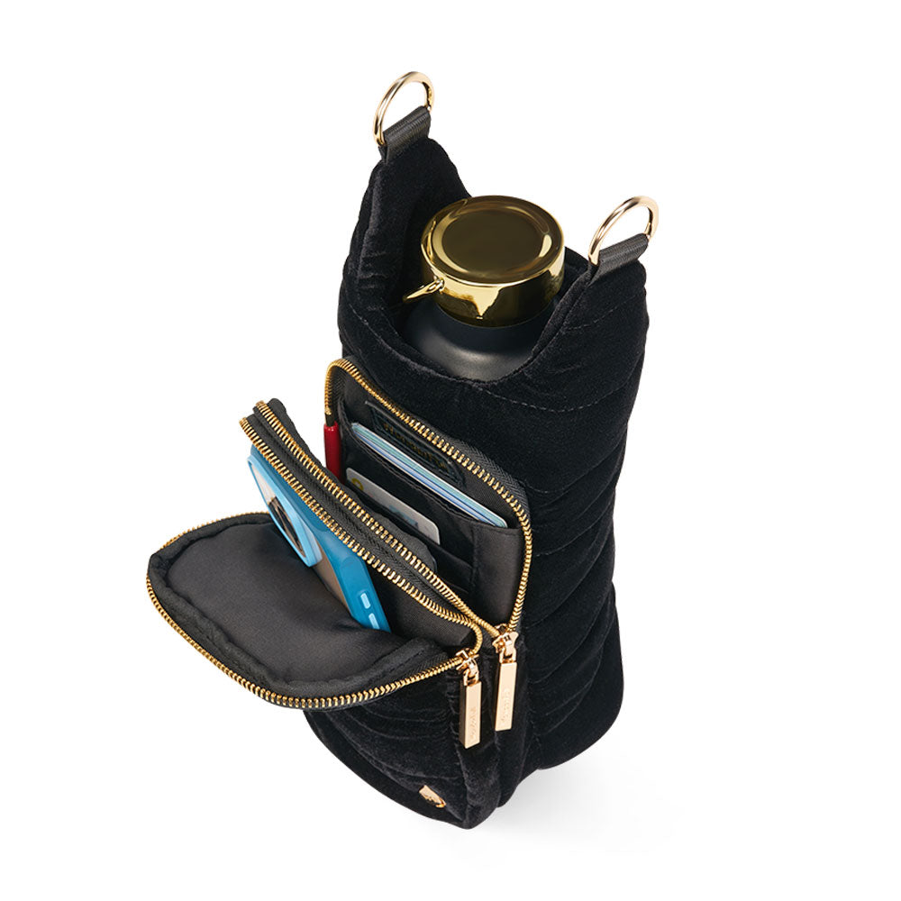 Velvet HydroBag® with Velvet and Gold chain strap- Black