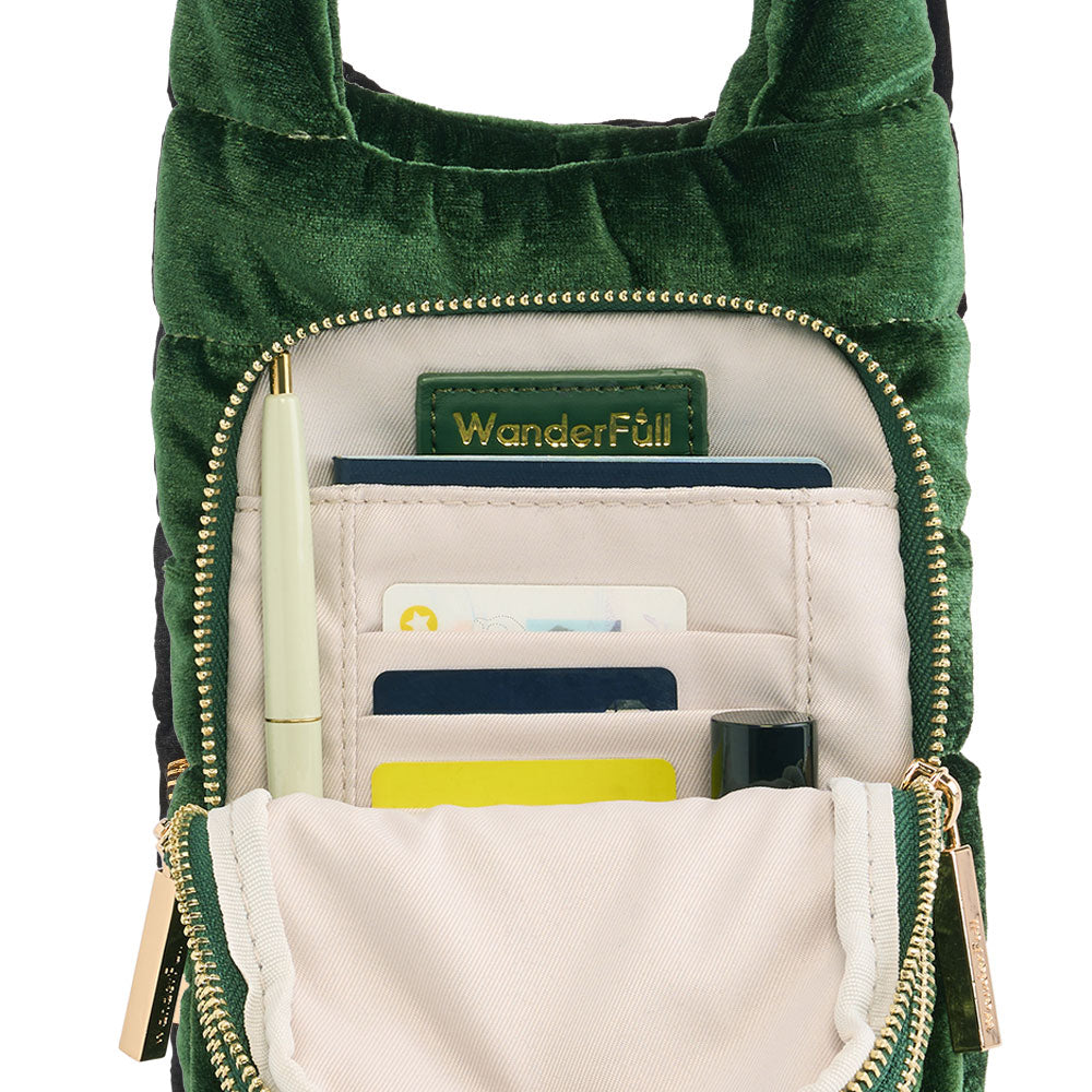Velvet HydroBag® with Velvet and Gold chain strap- Emerald