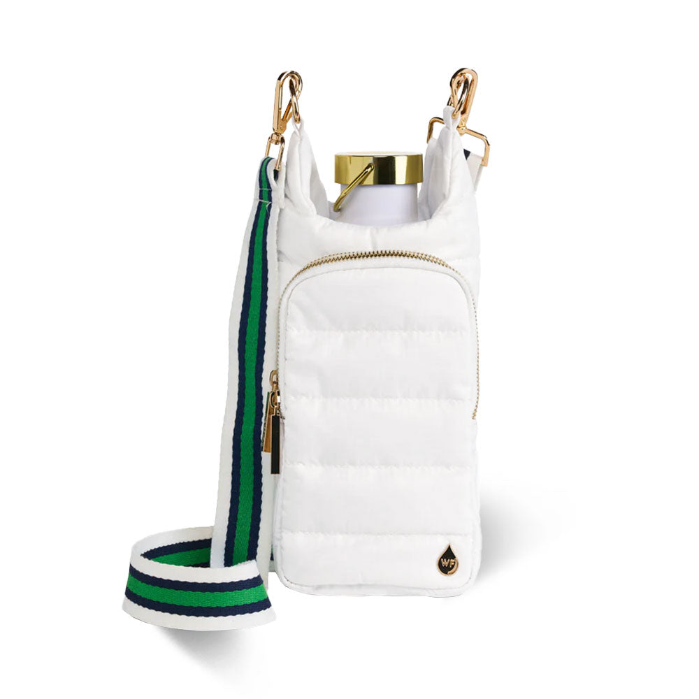 White Ripstop HydroBag® with White, Green, Navy Striped Strap