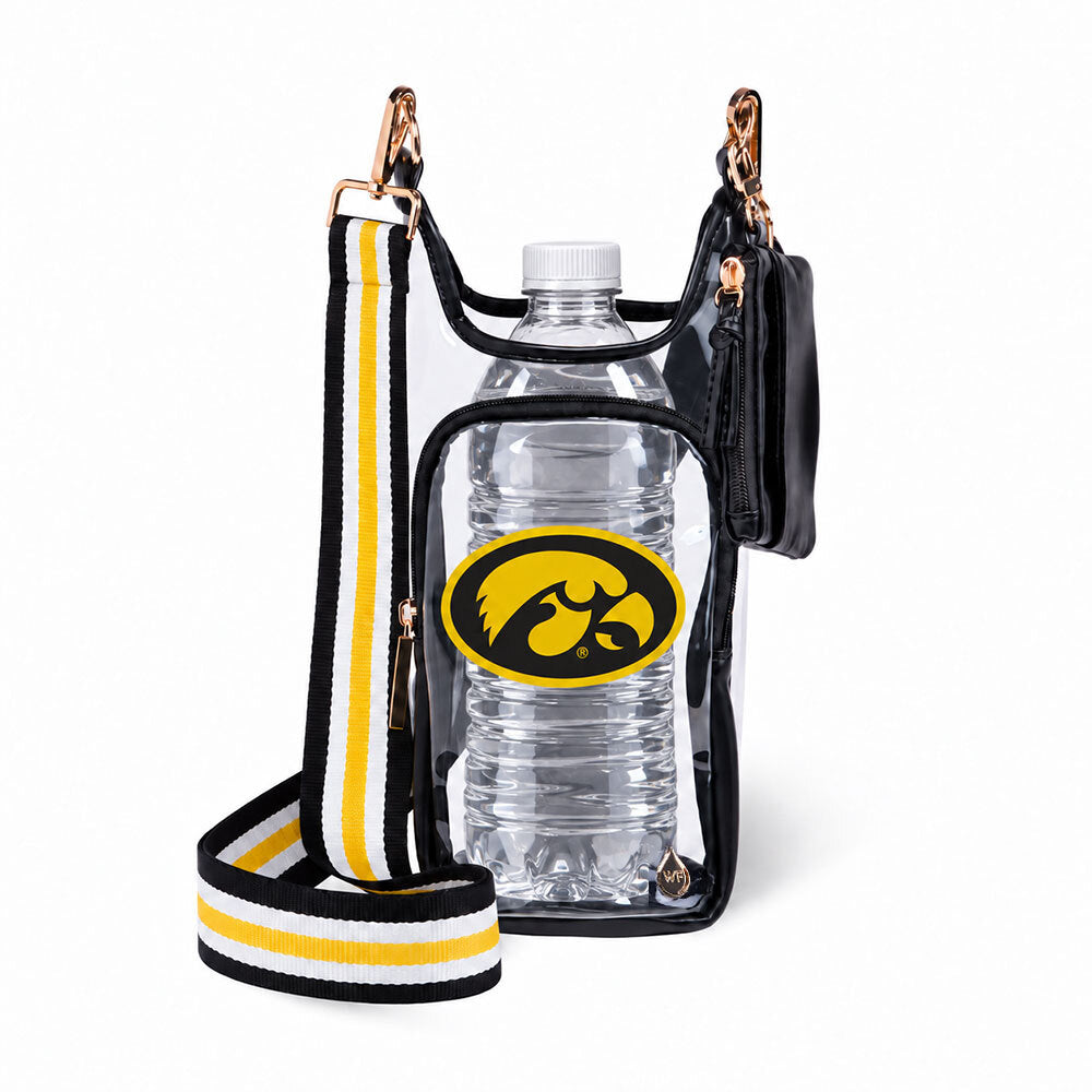 University of Iowa Hawkeyes Clear HydroBag® Stadium with Black Trim and Matching RFID Pouch