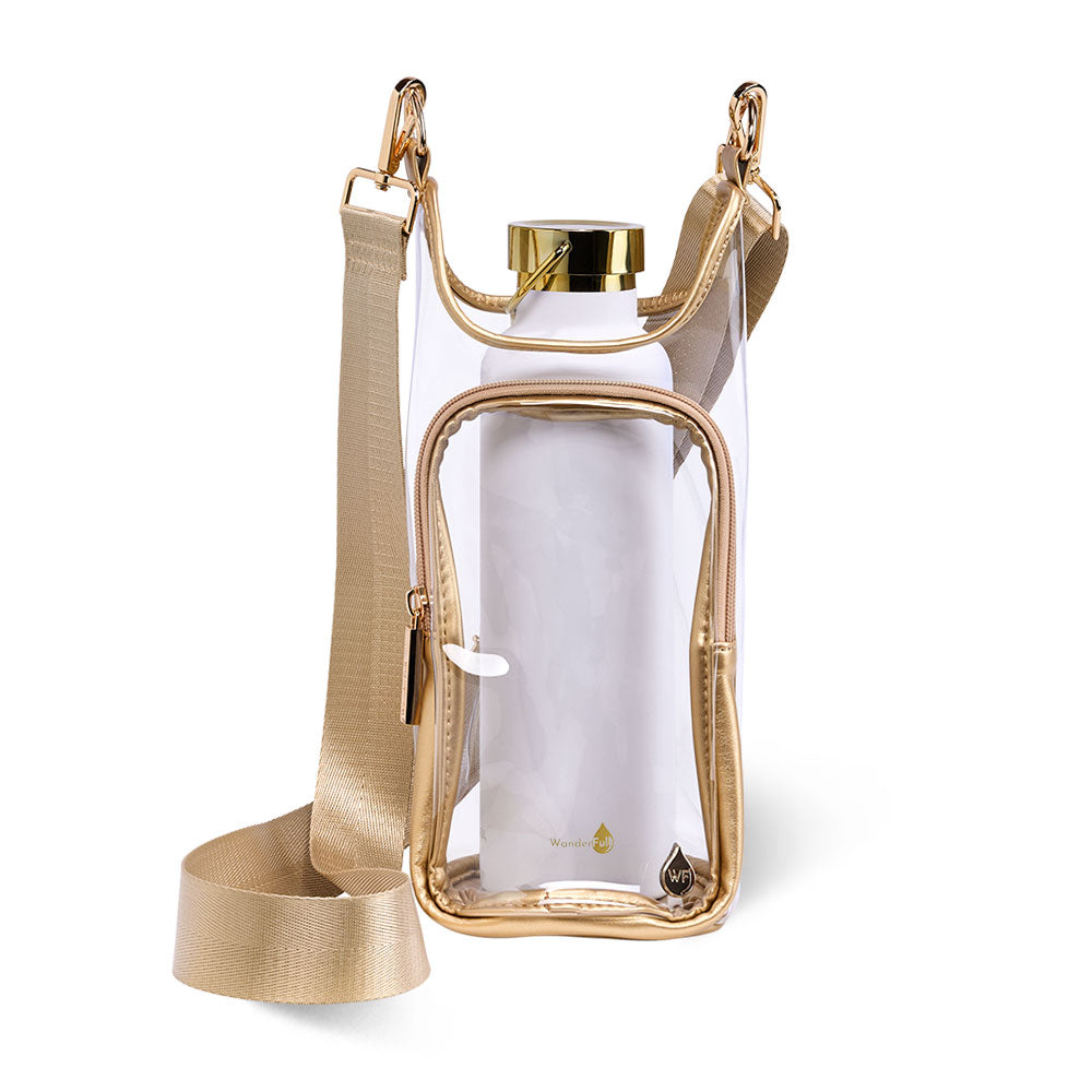 Clear HydroBag® Stadium with Gold Trim and Matching Pouch