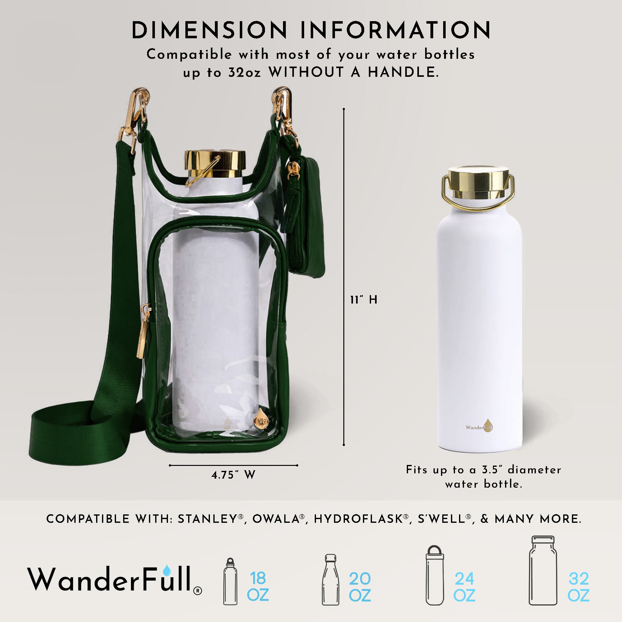 Clear HydroBag® Stadium with Augusta Golf Green Trim and Matching RFID Pouch