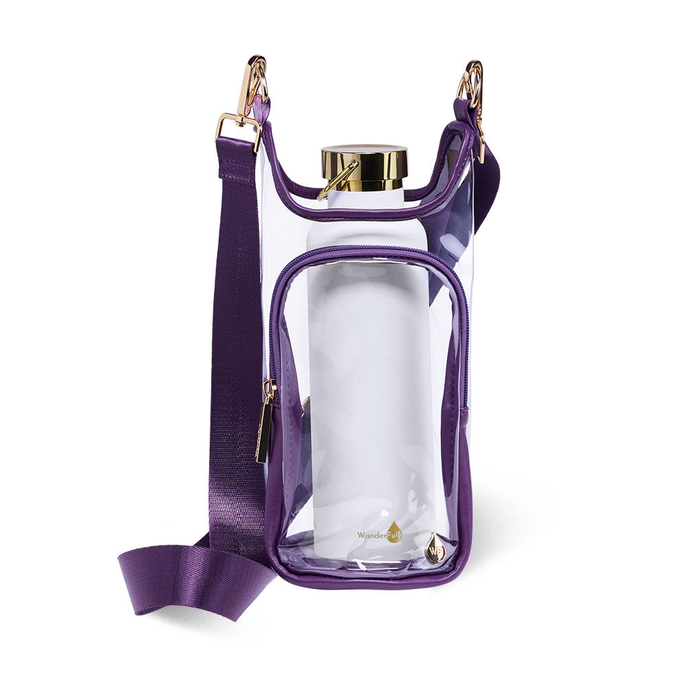 Clear HydroBag® Stadium with Purple Trim and Matching Pouch