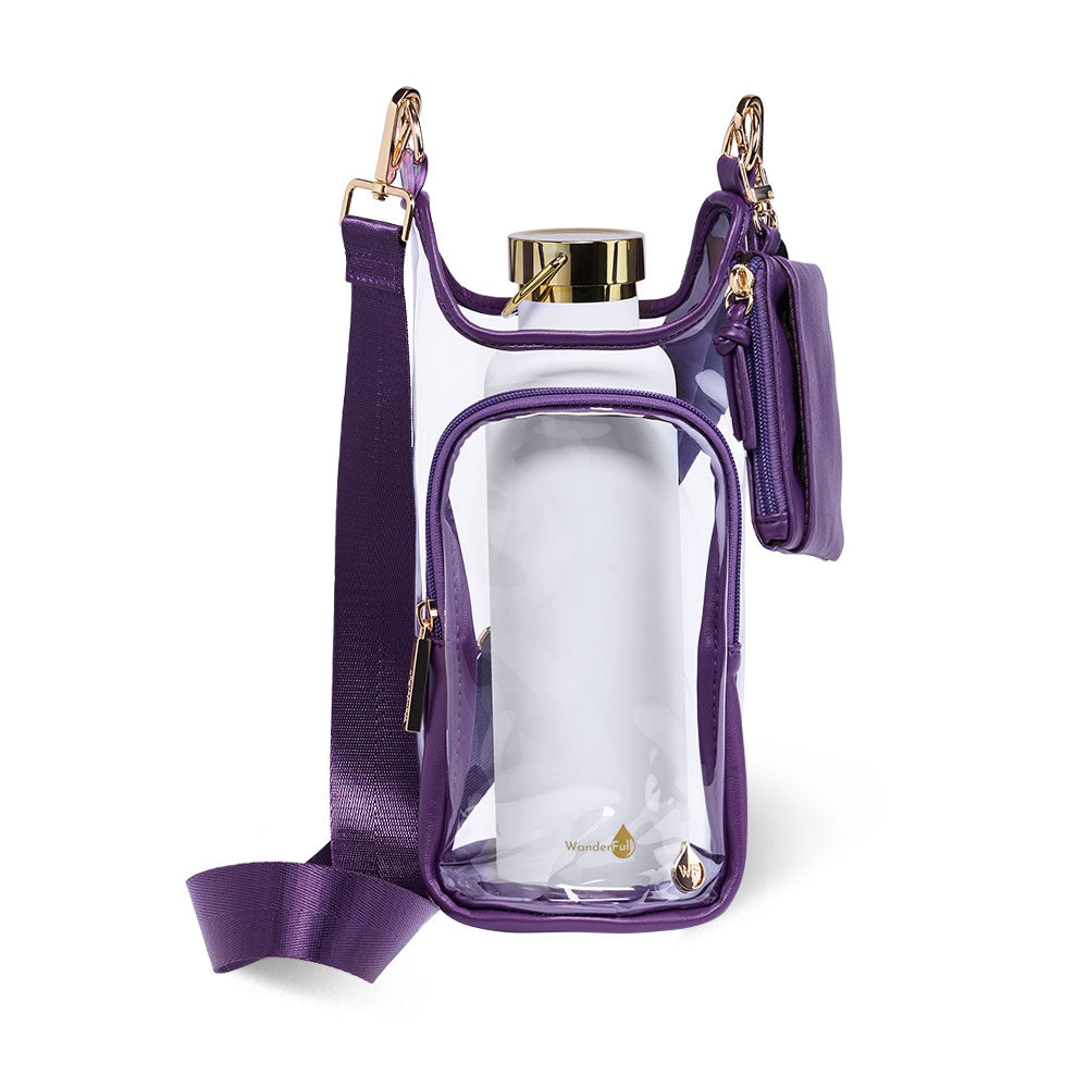 Clear HydroBag® Stadium with Purple Trim and Matching Pouch